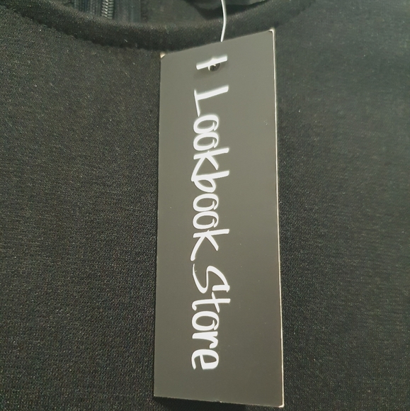 Lookbook Store size 6 beige/black bodycon illusion dress NWT - Picture 3 of 5